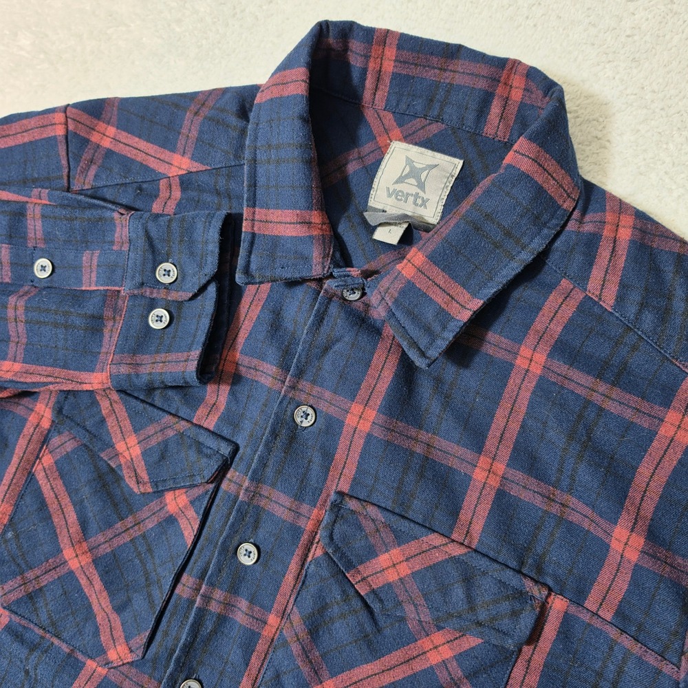 Vertx Button Down Shirt Mens L Blue Red Plaid Tactical L/S VTX1500